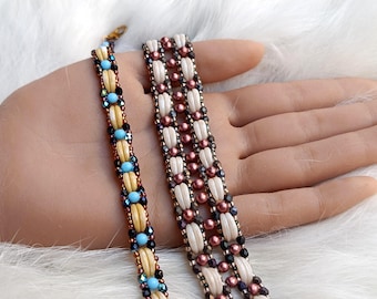 Bead Weaving Tutorial for DIY Bracelets, "Haley" PDF Beading Pattern (English)