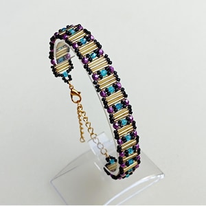 Bracelet Making Tutorial: Beading with Bugle Beads, Seed Beads, and Fire-Polished Beads, &quot;Grace&quot; PDF Beadwork Pattern (English)