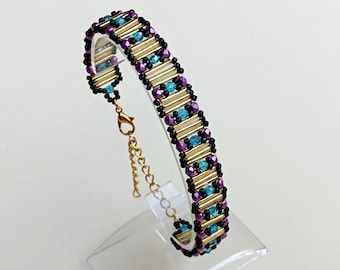 Tutorial para hacer una pulsera de cuentas: cuentas alargadas, pequeñas y pulidas al fuego (patrón en PDF "Grace")