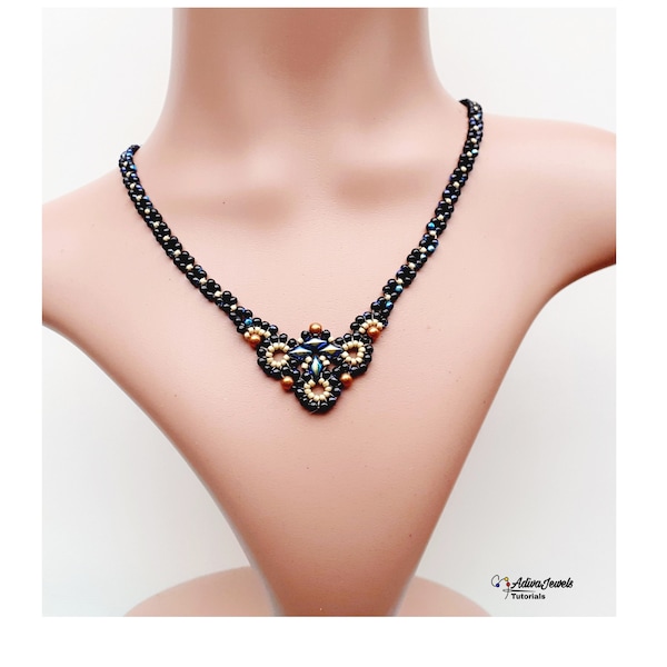 Modèle de collier à faire soi-même, tissage de perles, tutoriel de bijoux « Misty »