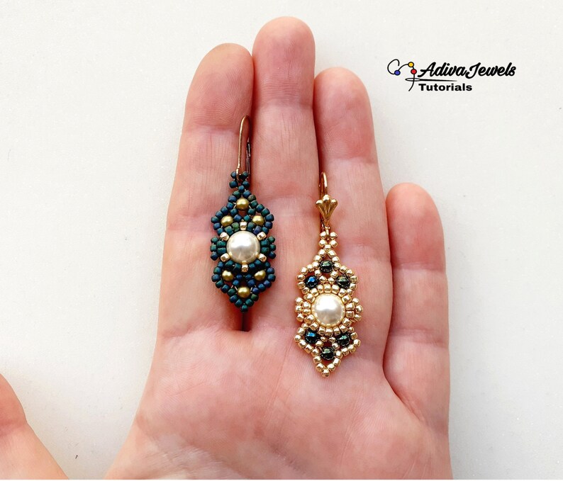 Beaded Earrings Pattern: Seed Beads & Pearls, DIY Jewelry (
