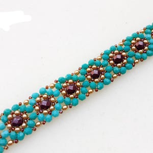Patrón de pulsera floral con cuentas, proyecto de abalorios para principiantes, joyería con cuentas paso a paso, tutorial &quot;Camy&quot; en PDF (inglés)