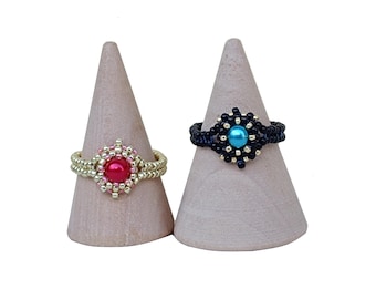 Anleitung für geflochtenen Ring, Glasperlen Schmuck Muster, "Mandy" PDF Perlenanleitung