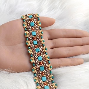 Perlenarmband-Anleitung, Armbandmuster, Perlenstickerei-Tutorial „Lana“
