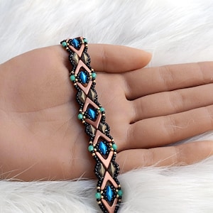 Beading Pattern for Bracelet, DIY Beaded Jewelry, PDF Tutorial ("Sophie")