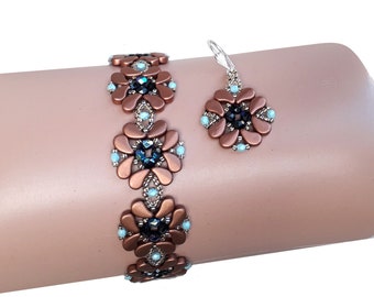 DIY Beaded Bracelet and Earrings, "Eva" PDF Beading Pattern (English)