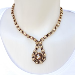 Beaded Pendant Necklace Pattern, DIY Beadwork Project, &quot;Afrodita&quot; PDF Beading Tutorial (English)