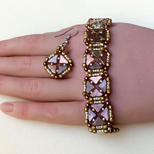 Perlenweberei-Schmuck: Helios und Rocailles Perlen, DIY Perlenarmband und Ohrringe ("Briana" PDF)