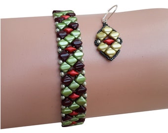Pattern for Beaded Bracelet and Earrings, Beadwork Instructions, &quot;Susan&quot; PDF Beading Tutorial (English)