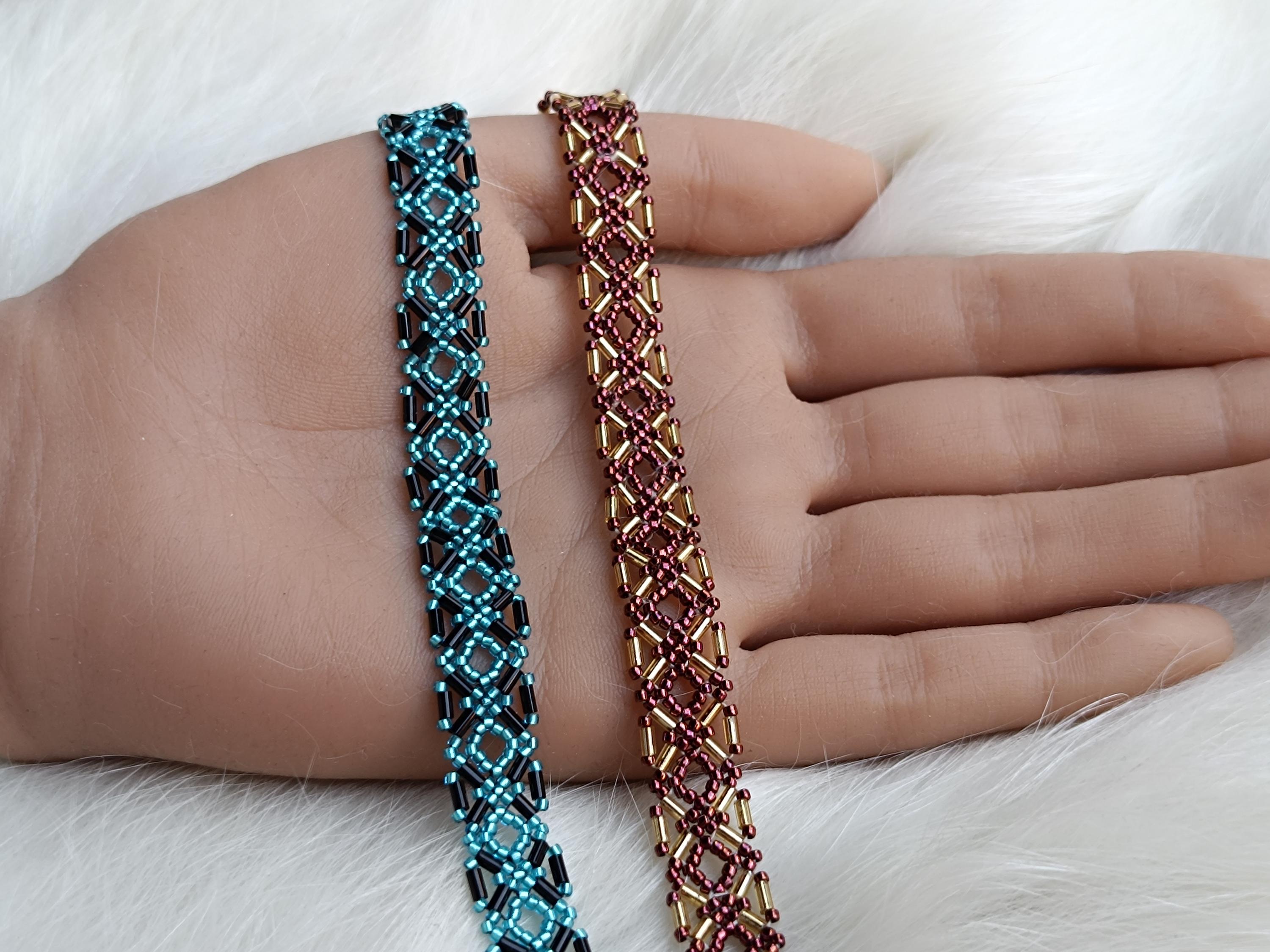 Beaded Bracelet Pattern: DIY Seed Bead & Bugle Bead Tutorial, "telma ...