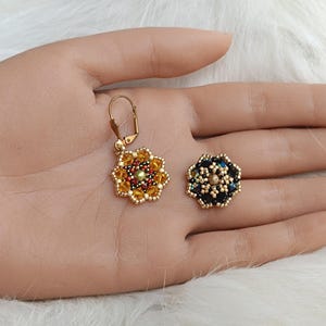 Patrón de cuentas de cristal para pendientes de botón o colgantes: Tutorial de joyería DIY (PDF "Gerry")