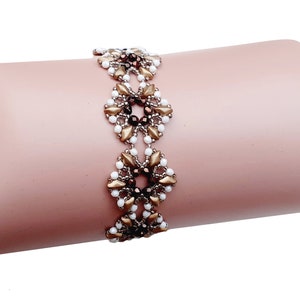 Bead Weaving Pattern for Bracelet with Gemduo Beads, &quot;Connie&quot; PDF Jewelry Making Tutorial (English)