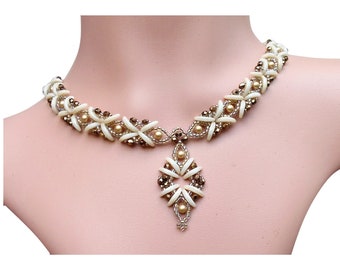 DIY Beaded Pendant Necklace Tutorial, Beadwork Instructions, "Butterflies" Beading Pattern