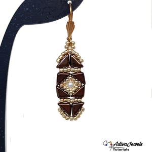 Beadwork Pattern for Earrings, PDF Beading Design, Bead Weave Jewelry, &quot;Ethno&quot; Earrings Tutorial (English)
