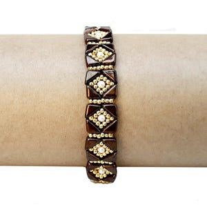 Beading Pattern for Narrow Ethnic Beaded Bracelet, Jewelry Design Idea, &quot;Ethno&quot; PDF Bead Weaving Tutorial (English)