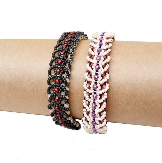 Beaded Bracelet Pattern: Seed Beads Crystals (PDF Tutorial)