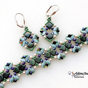DIY Beaded Jewelry Pattern, Bracelet and Earrings Design, &quot;Melia&quot; PDF Beading Tutorial (English)