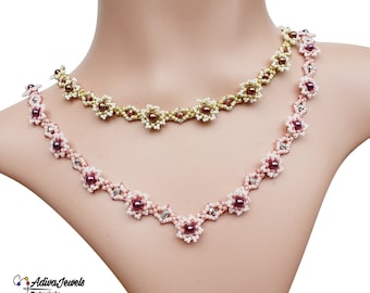 Come realizzare una collana di fiori con perline, modello di perline "Molly", tutorial PDF facile da seguire (inglese)