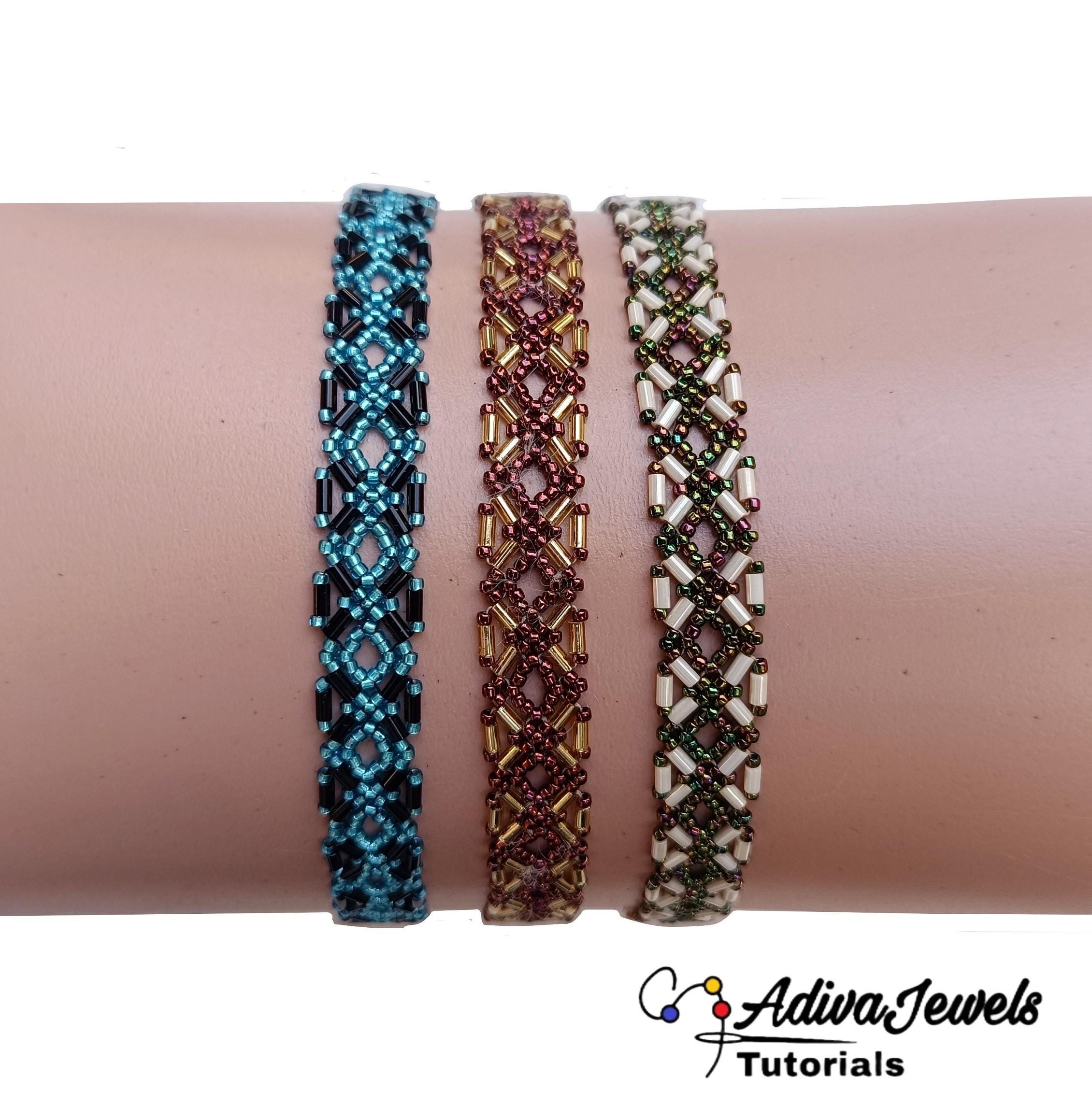 Beaded Bracelet Pattern: DIY Seed Bead & Bugle Bead Tutorial, "telma ...