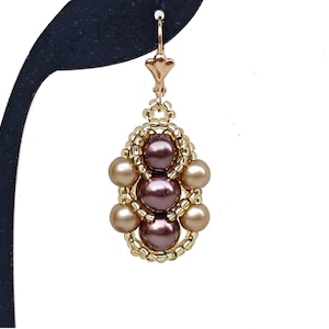 Tutorial for Beaded Earrings DIY, Beadwork Instructions, &quot;Pearly&quot; PDF Bead Weaving Pattern (English)