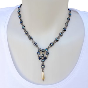 Beaded Y Pendant Necklace Pattern, Bead Weaving Jewelry, Beadwork Tutorial (English)