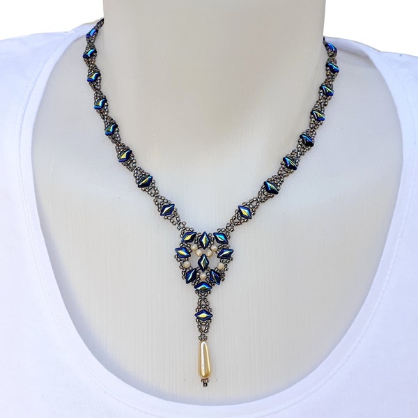 Bead Weaving, Beaded Necklace Pattern, "Torry" Pendant Necklace Tutorial