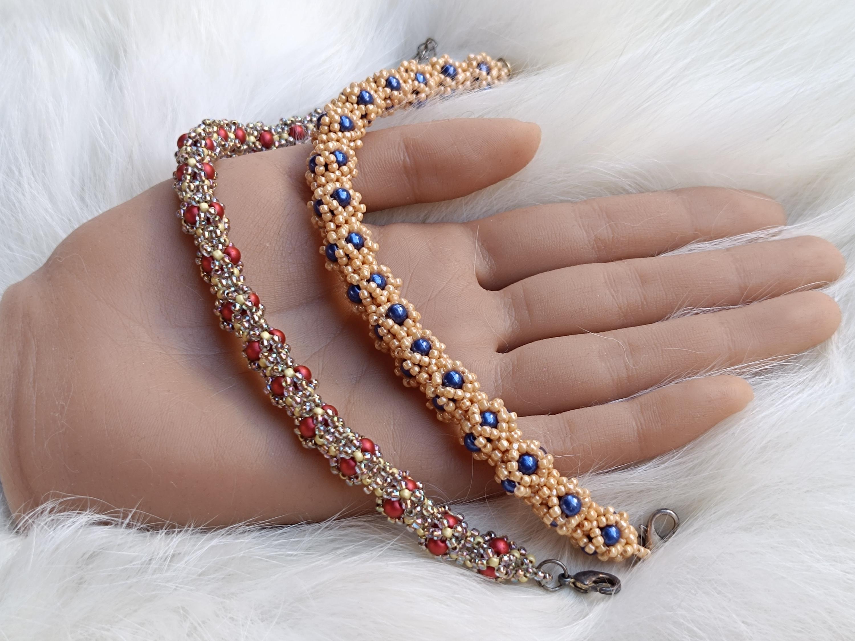 Beaded Rope Pattern, Bead Weaving Tutorial With Seed Beads and Pearls ...