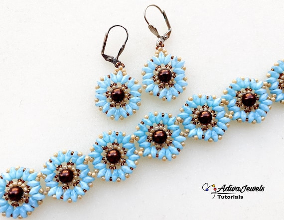 Beaded Jewelry Set Pattern: SuperDuo Bracelet & Earrings ("Vily" PDF Tutorial)