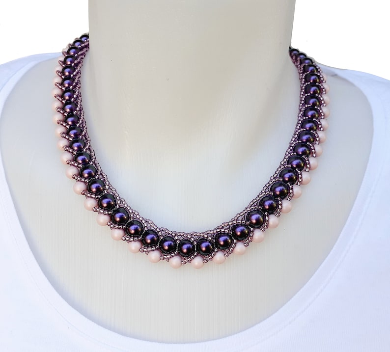 beaded rope pattern, pdf beading pattern, bead weave necklace, diy necklace pattern, pearls tutorial diy, wedding necklace, pearl jewelry design, bead jewelry making, beadwork project, seed beads collar, bead weaving guide, bride jewelry idea