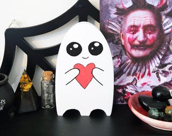 Ghost heart - Spooky cute art figure, Gothic haunted Valentines day, Valloween gift