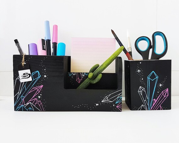 Desk Organizer Pen Holder Set Crystals Art Pagan Gothic Etsy