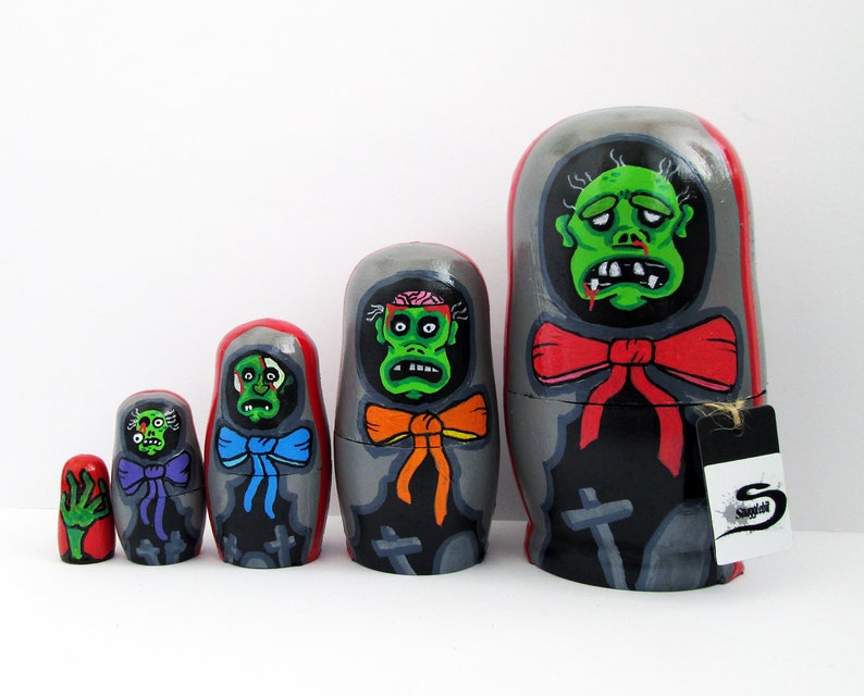 Zombie Nesting Dolls Handpainted Undead Matryoshka Set Etsy