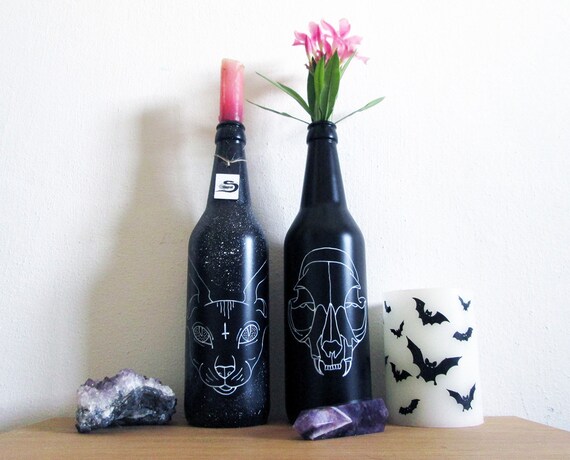 Sphynx Cat Skull Art Candle Holder Flower Vase Gothic Home Etsy