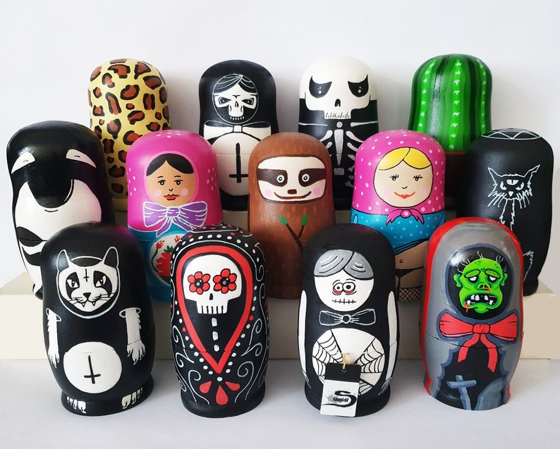 Zombie Nesting Dolls Handpainted Undead Matryoshka Set Etsy