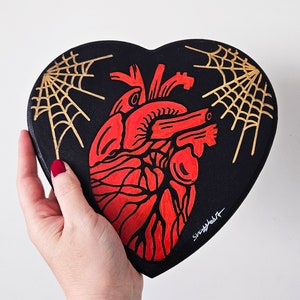 Anatomical heart art - Hand painted gothic anatomy wall art decor, Anniversary Valentine&#39;s day gift - 3 styles