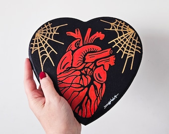 Anatomical heart art - Hand painted gothic anatomy wall art decor, Anniversary Valentine's day gift - 3 styles
