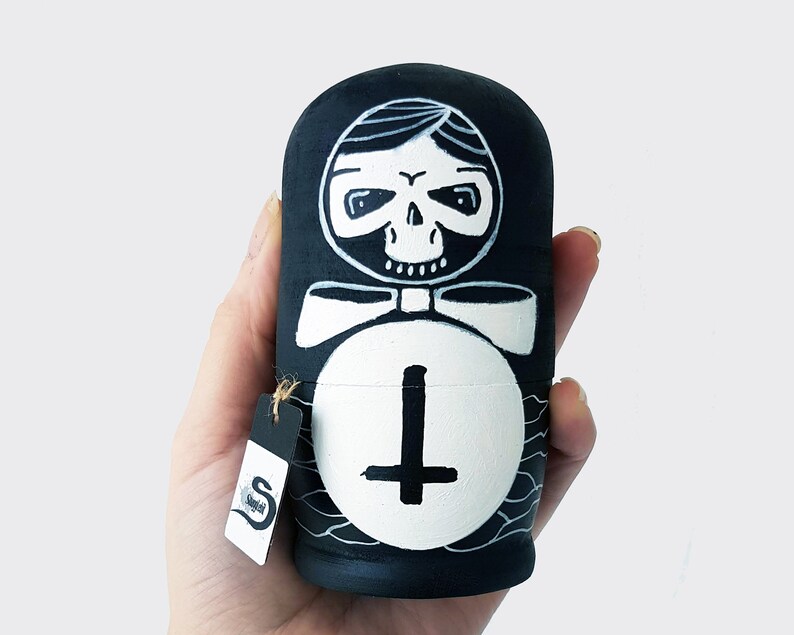 Skull Nesting Dolls Hand Painted Russian Matryoshka Doll Etsy