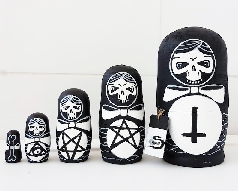 Skulls Nesting Dolls Hand Painted Russian Matryoshka Doll Etsy