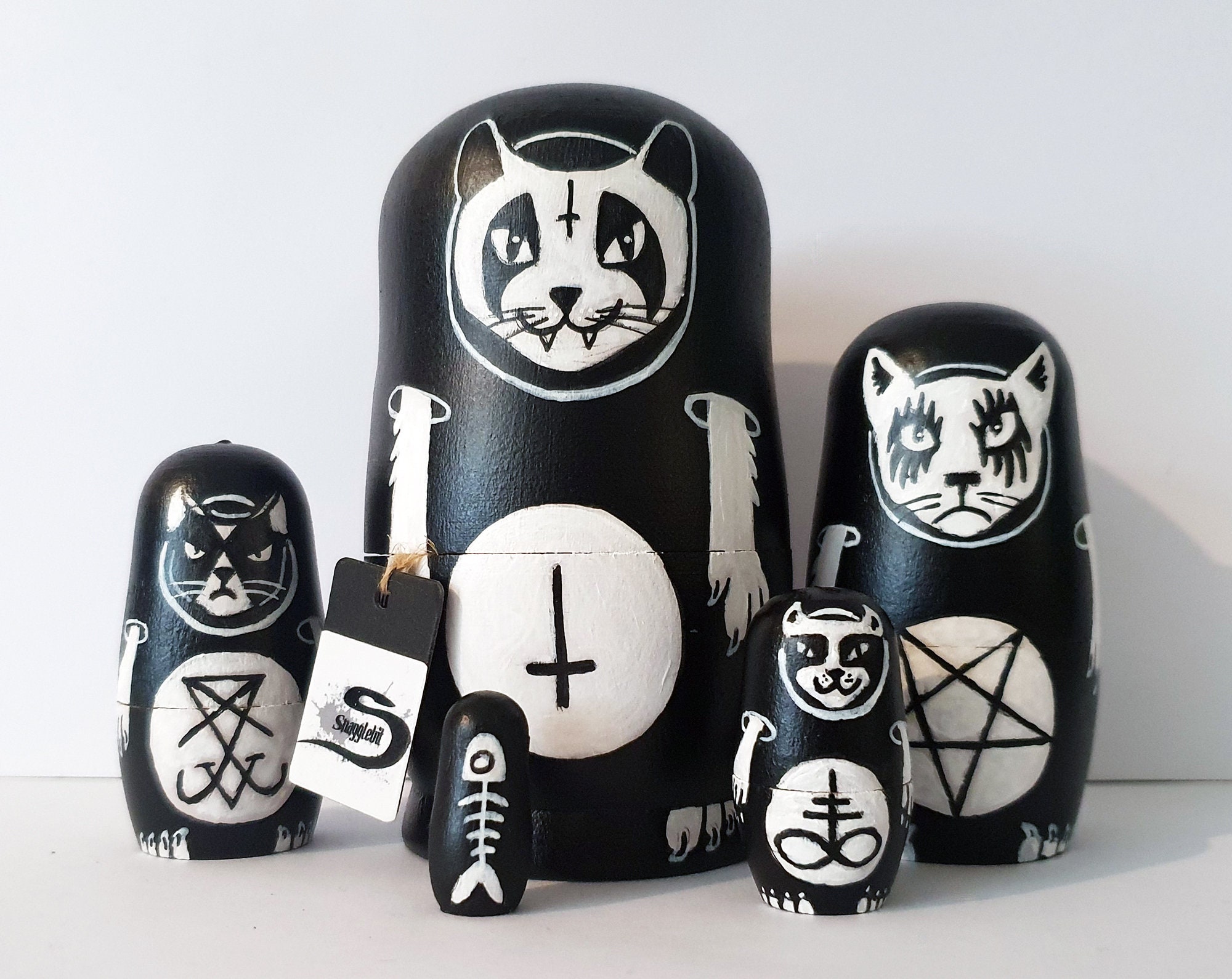 Horror Classic Nesting Doll (Matryoshka) - 5 Piece Hand-Painted Wood Set, 5 Inches Tall