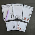 Spooky cute ghosts A6 notepad and memo notes set - Halloween To do list, Butterfly ghost, Stab ghost, Graveyard - Corporate goth office gift product logo