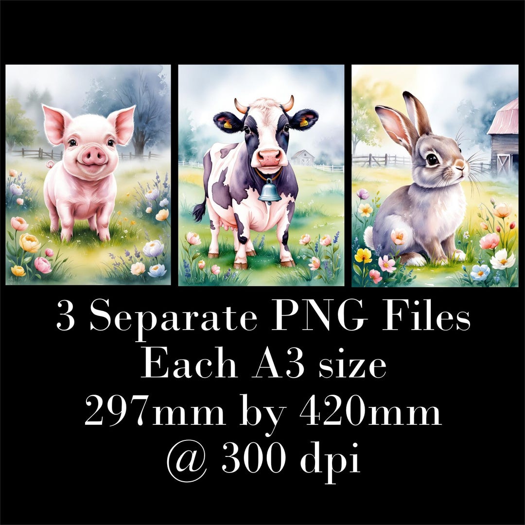 Watercolor Farm Animals Wall Art Print for Baby's/child's/nursery Room ...