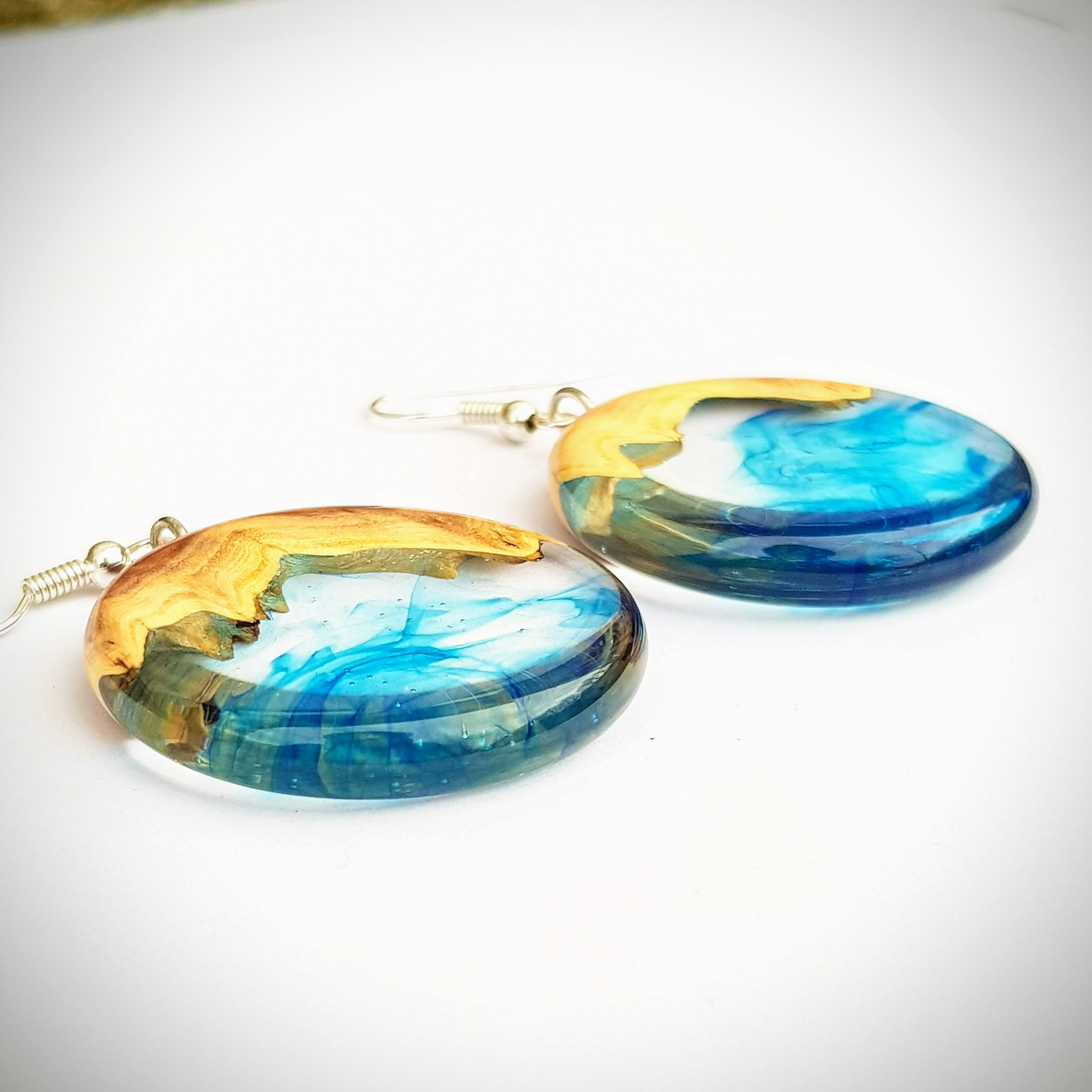 wood and resin earrings