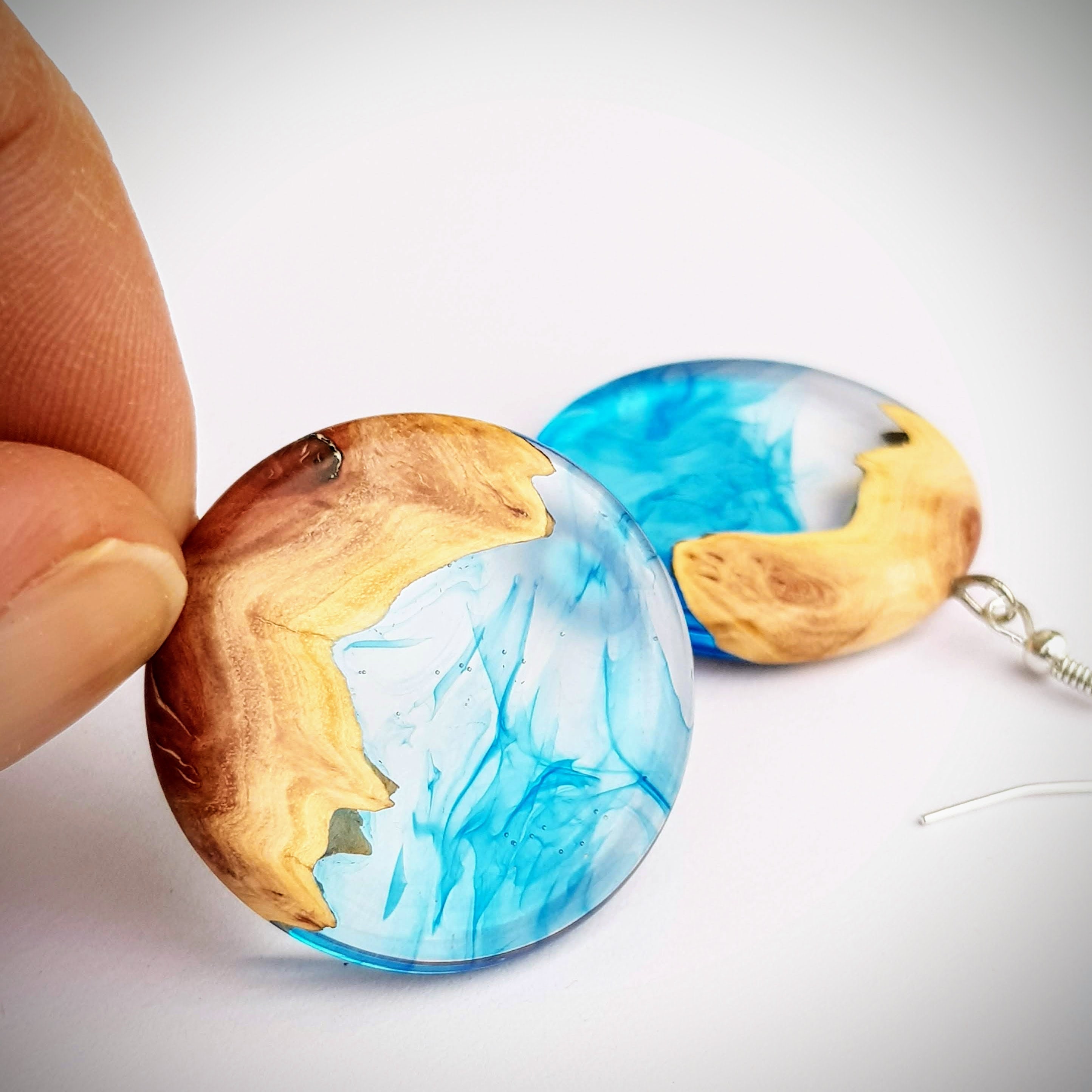 wood and resin earrings