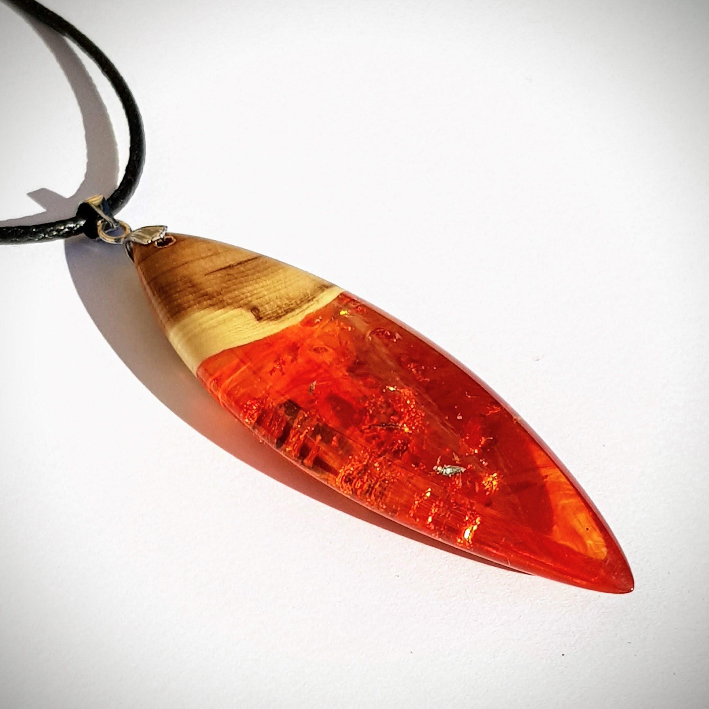 Wood Resin Pendant Juniper Wood Sunset