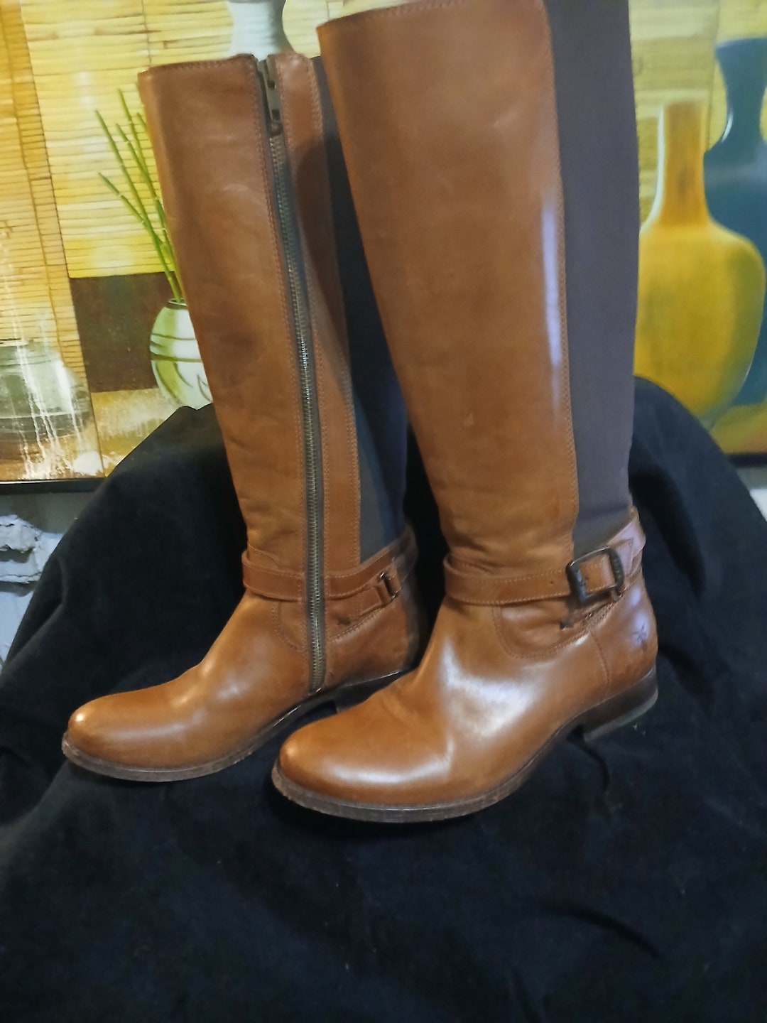 Women’s Retro British-Style Riding Boots – Leather Belt Buckle Knee Boots