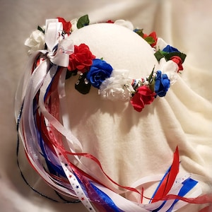 Red and Blue Flower Crown - Etsy display picture 1