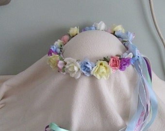 Spring Rainbow Floral Crown /Hand Crafted/ Renaissance / Party/ Wedding / New