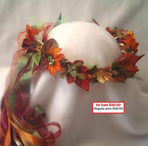 Fall Leaves Head Wreath: Renaissance Forest Fairy Crown - Etsy display picture 1