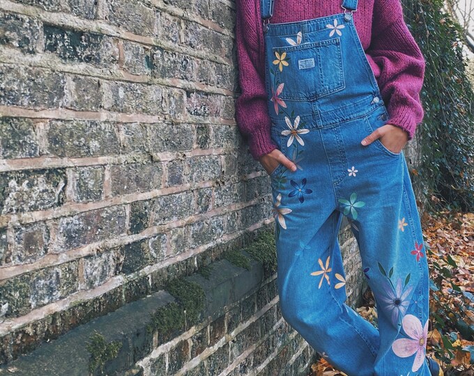 Painted jean dungaree for women