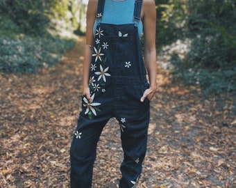 Flower Child Hand Painted Denim Dungarees